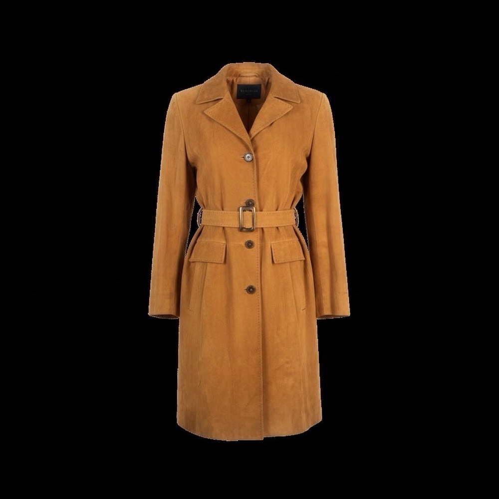 vtg fine suede coat jacket red beige womens sz 6 retro old money - Picture 2 of 10